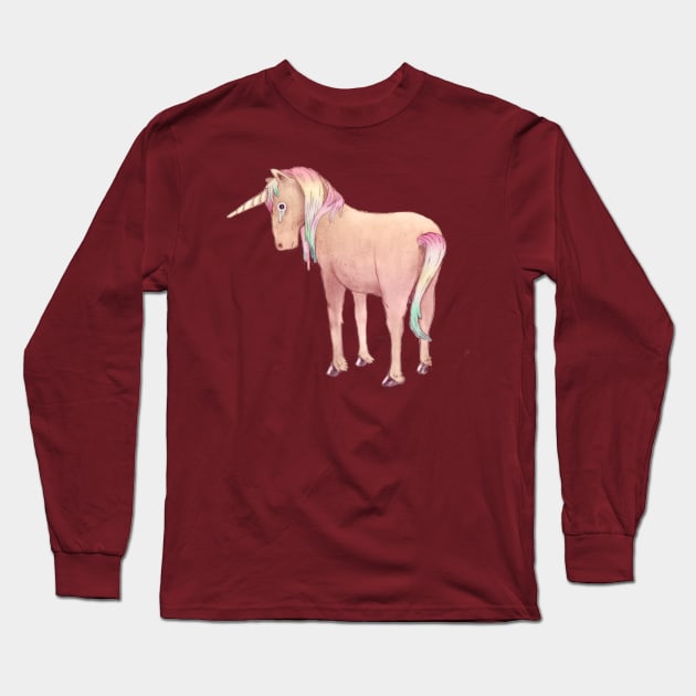 Sad unicorn Long Sleeve T-Shirt by alicesocal